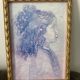 Watercolor young girl old frame
