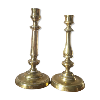 Duo of brass candlesticks