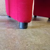 ARFA publisher - Series of 4 fireside chairs - In red wool, round metal legs - 1980