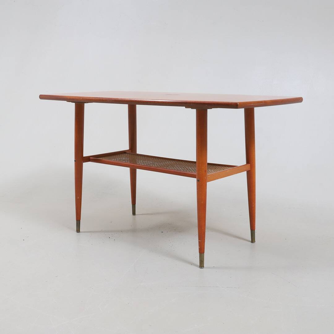 Vintage teak coffee table with double caned top 1960 Denmark