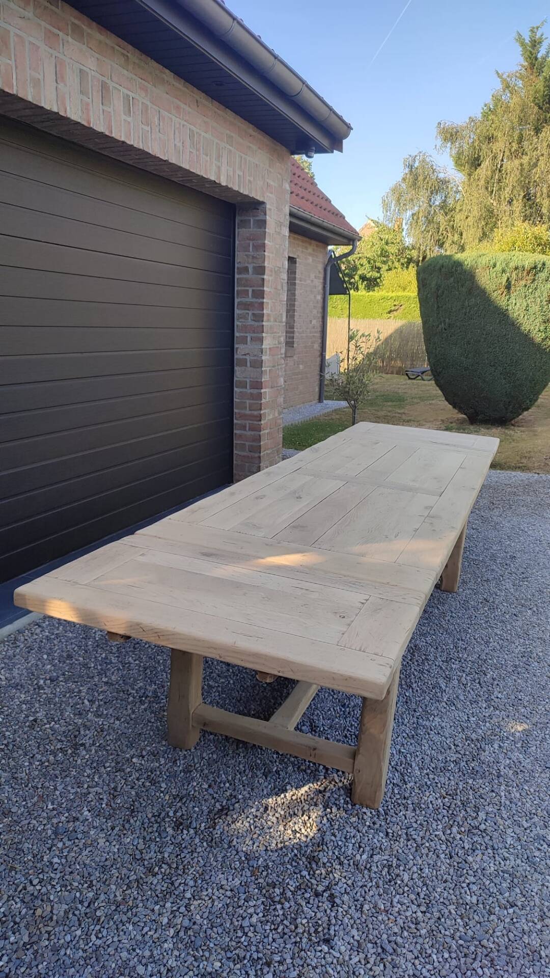 Table de ferme 3m20 chêne massif 2 rallonges