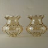 Matching Pair Mid Century Amber Glass Bubble Glass Replacement Shades 5593