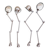 Set of 4 Jieldé industrial lamps in brushed steel, 3 arms