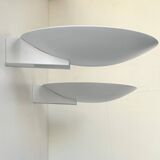 Paire d'appliques vintage moderniste Disderot métal laqué blanc France 1970