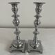 Large antique silver plated candlesticks, square base, pair, classic