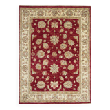 Tapis Zeigler en laine rouge fait main, motif floral, pour salon et séjour, 144 x 190 cm