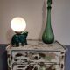 Lampe ours en céramique verte et globe opaline blanc