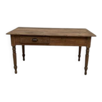 Table de travail de ferme en pin massif, années 50
