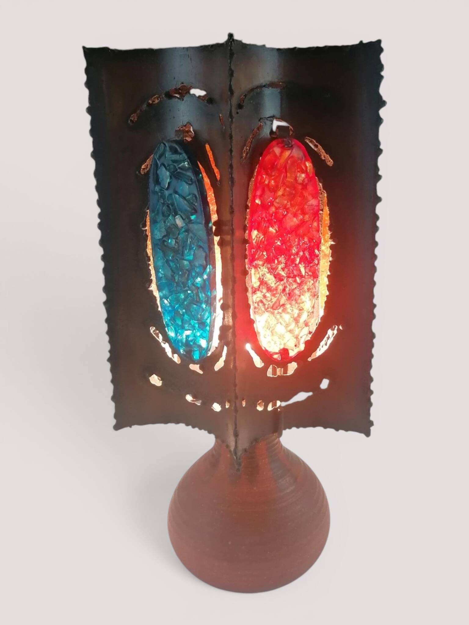 Brutalist lamp in metal and ceramic - Accolay