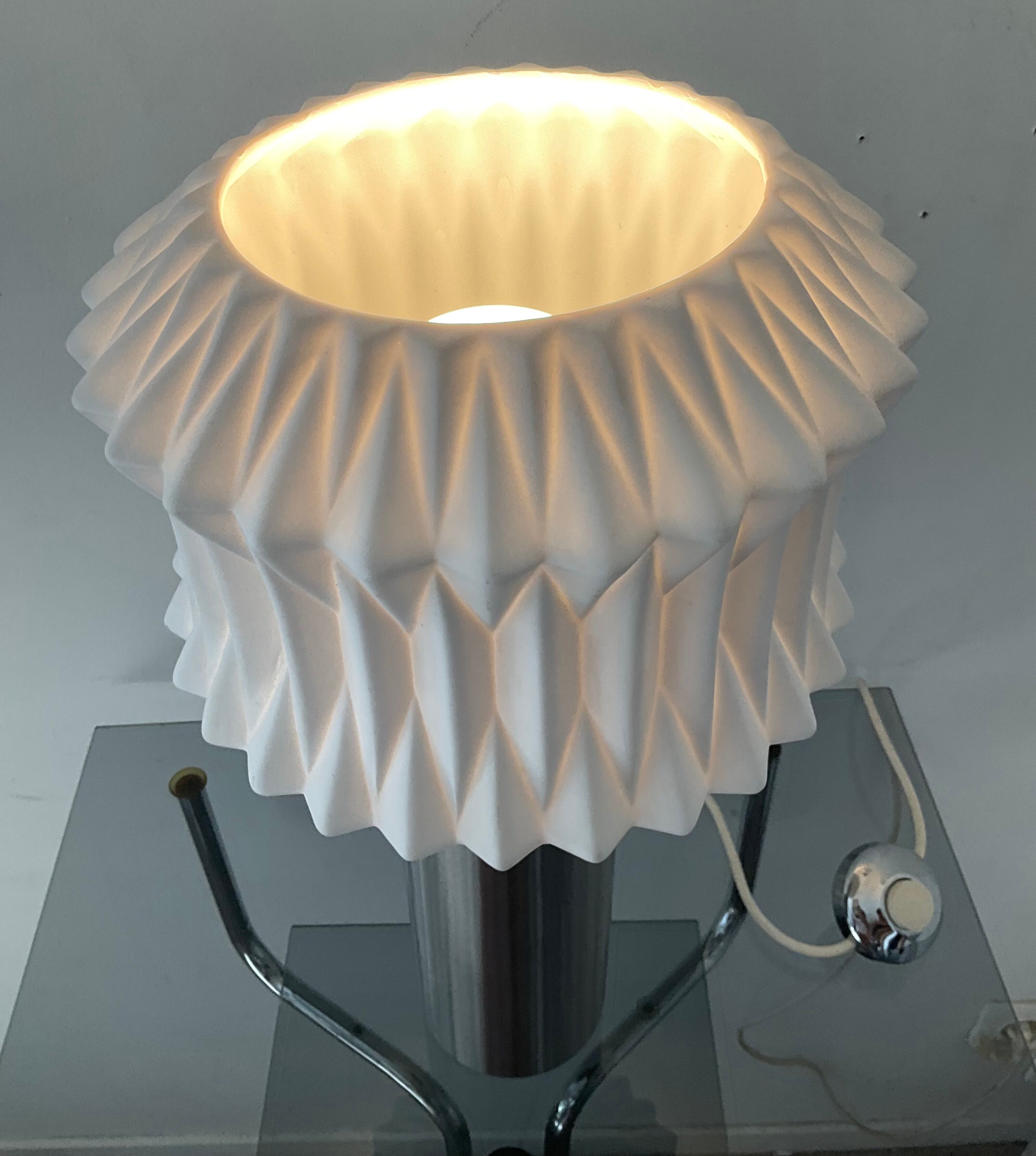 Vintage lamp 70s porcelain and chrome foot
