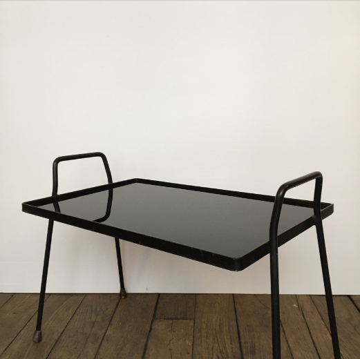 Glass and metal auxiliary coffee table