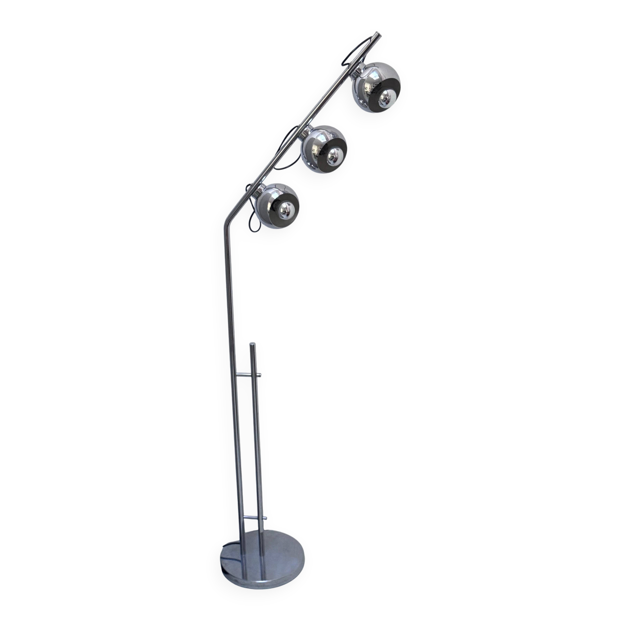 Lampadaire space age en métal chromé avec lumières magnétiques par Reggiani