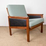 Paire de Fauteuils Danois en Teck, tissu et cuir, modèle N°4 Capella Illum Wikkelsø/Niels Eilersen.