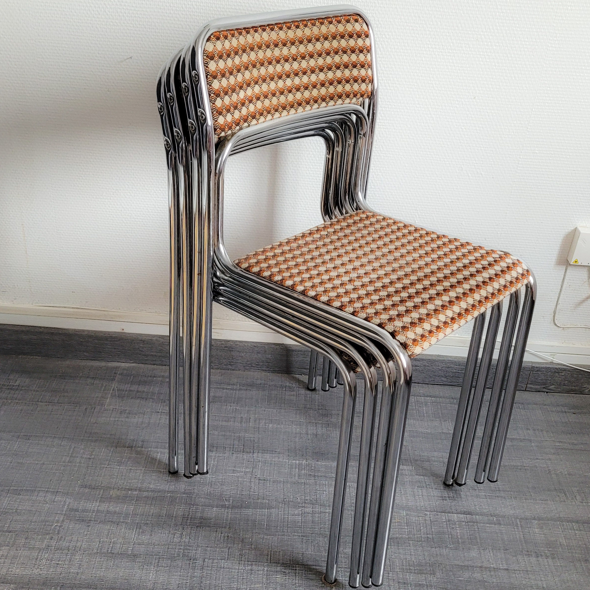 Ensemble de 4 chaises vintage chromées