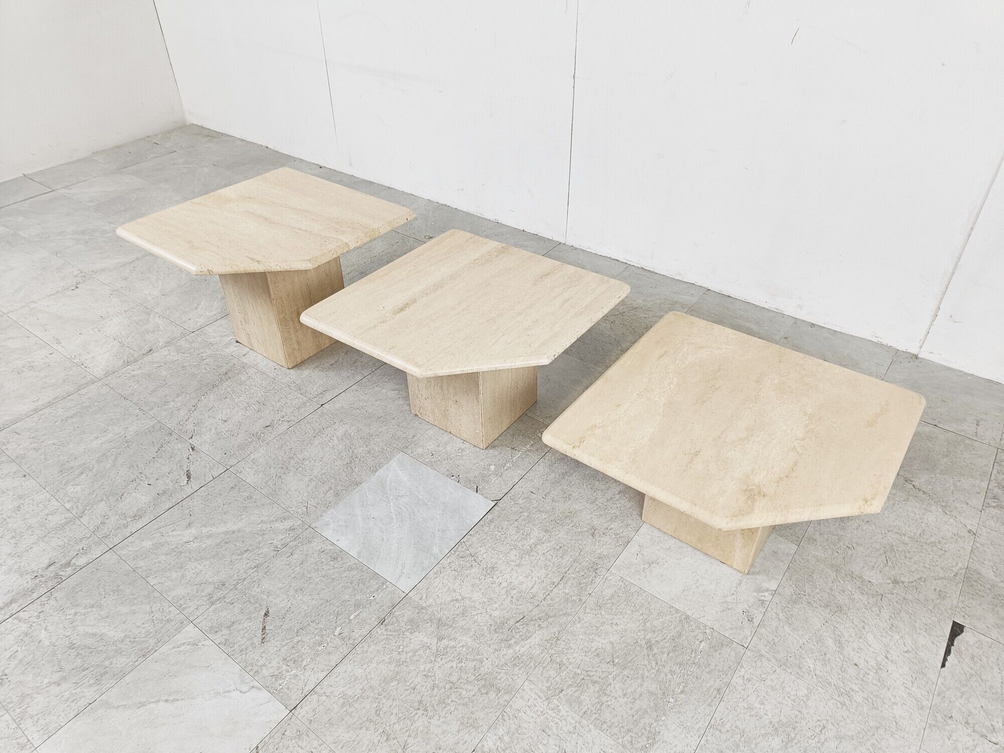 Vintage travertine nesting tables or side tables, 1970s