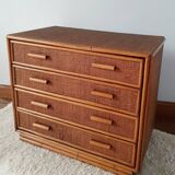 Vintage rattan chest of drawers 4 drawers