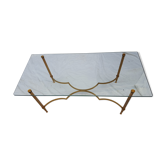 Table basse néo-classique en verre et laiton 1960/70
