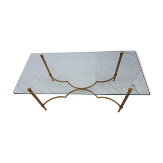 Neo-classic coffee table in glass and brass 1960/70