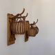 Vintage pair of rattan wall lights, France, 1950.