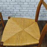 3 vintage wooden and rope chairs 1960
