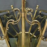 Magazine rack in brass and smoked glass, in the style of Maison Baguès – 1960