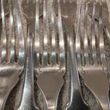 12 fish cutlery sets, 24 pieces, silver-plated metal, Christofle Cluny silversmith