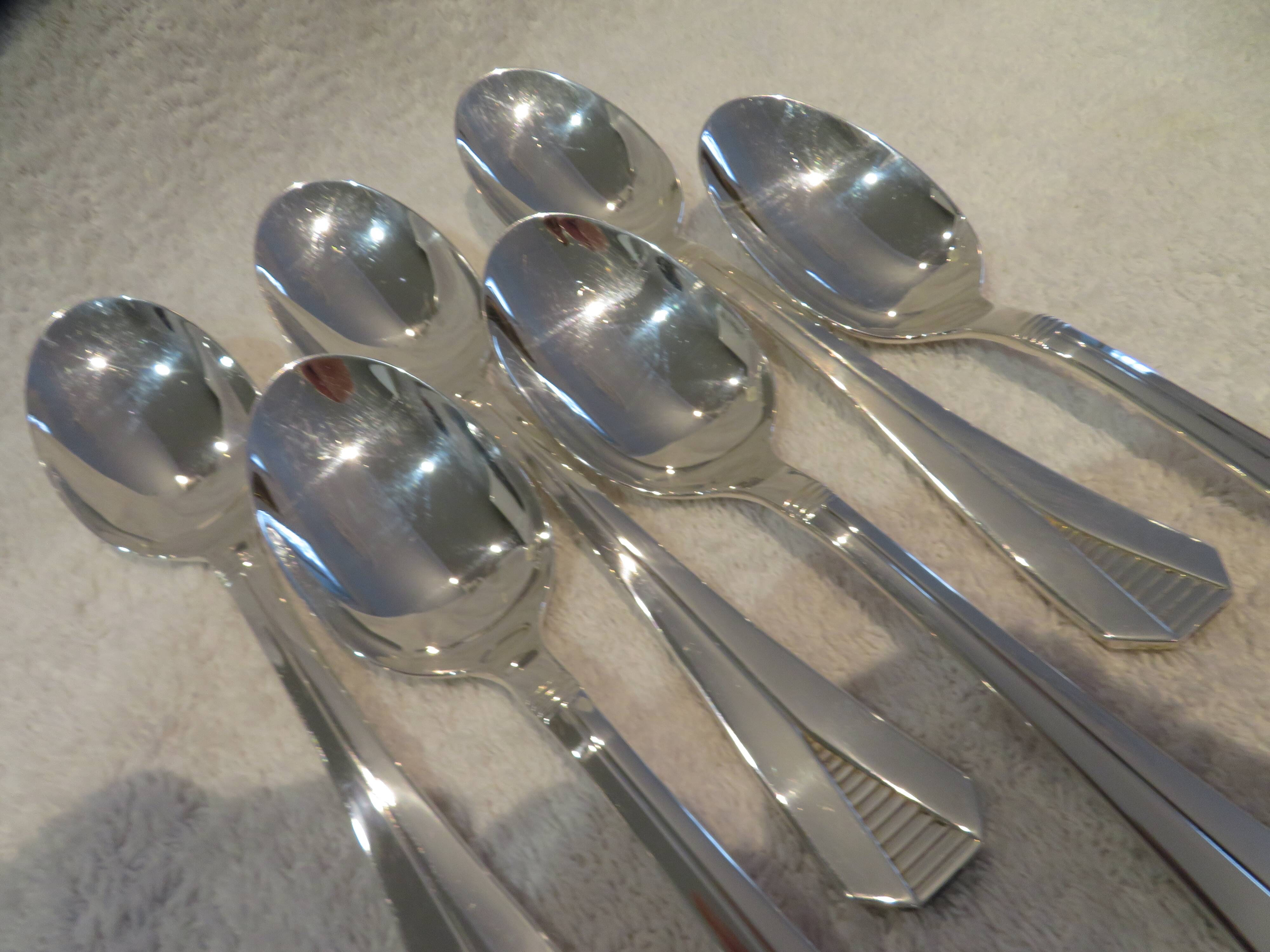 6 silver plated soup spoons Christofle Atlantide 20.7cm