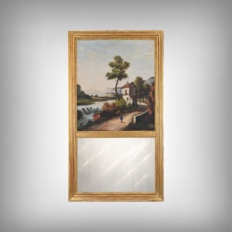 Miroir trumeau en bois doré, style Louis XVI – 1900