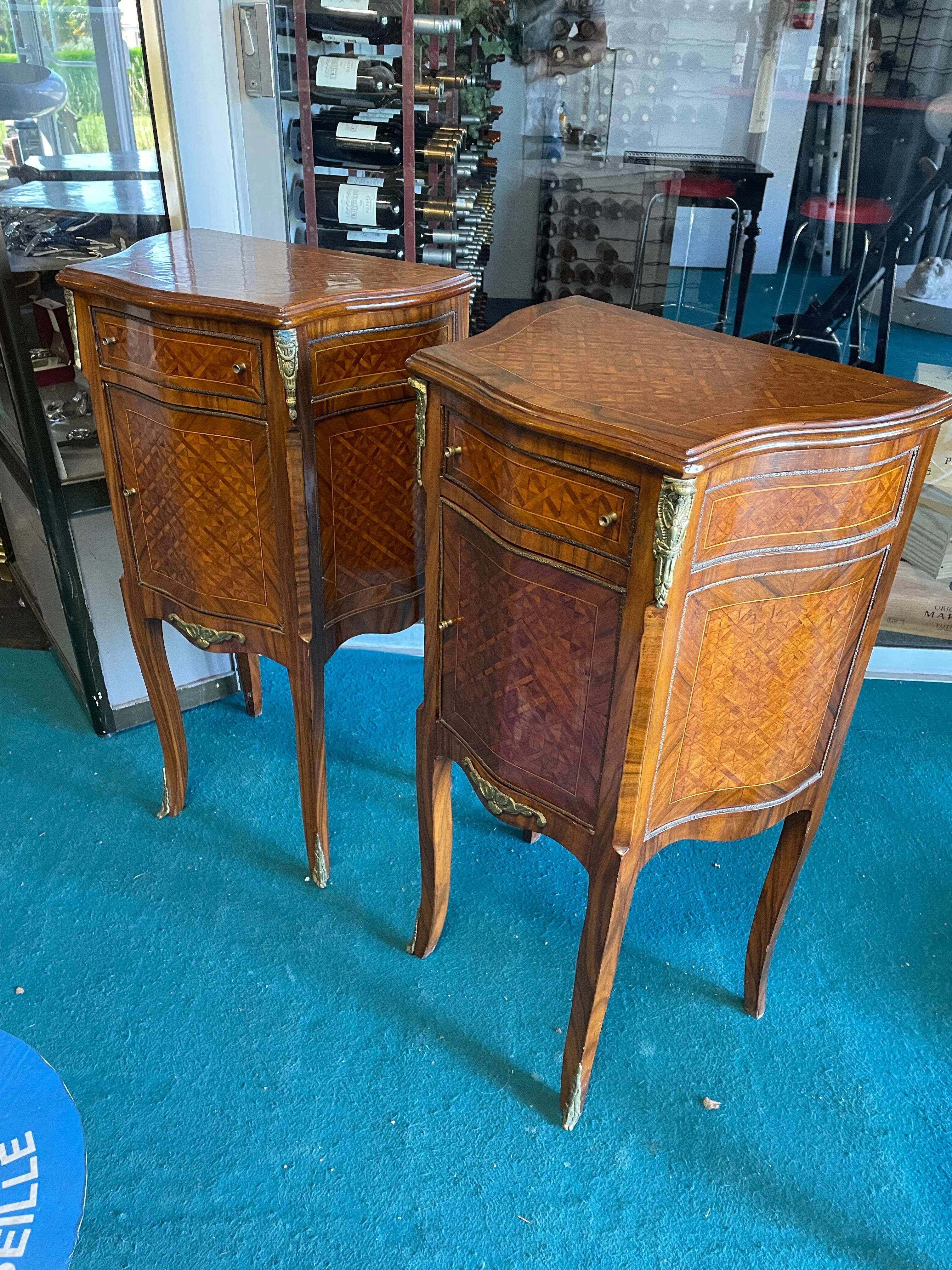 Pair of inlaid bedsides