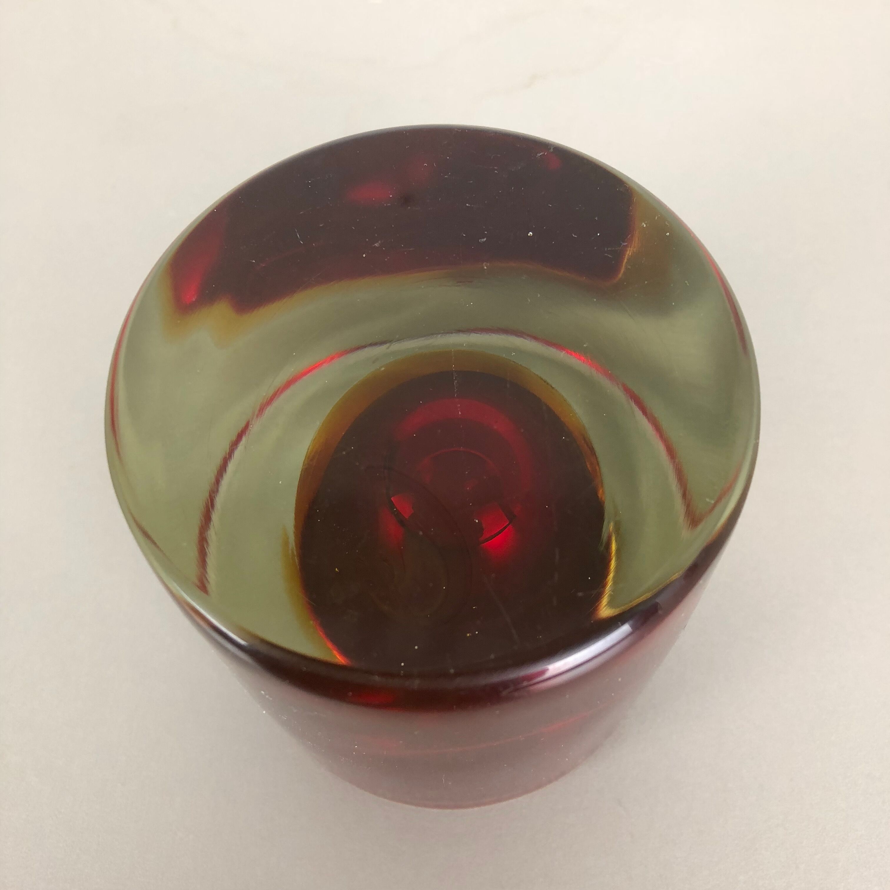 Multi-Color Murano Vetri Glass Sommerso Bowl Shell Ashtray Element, Italy, 1970s