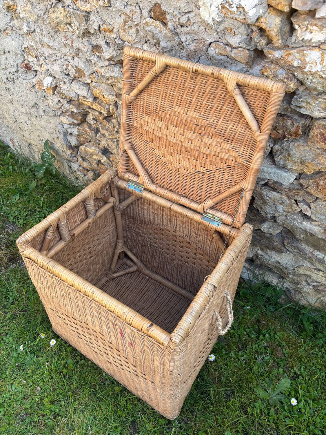 Vintage rattan and wicker trunk, chest