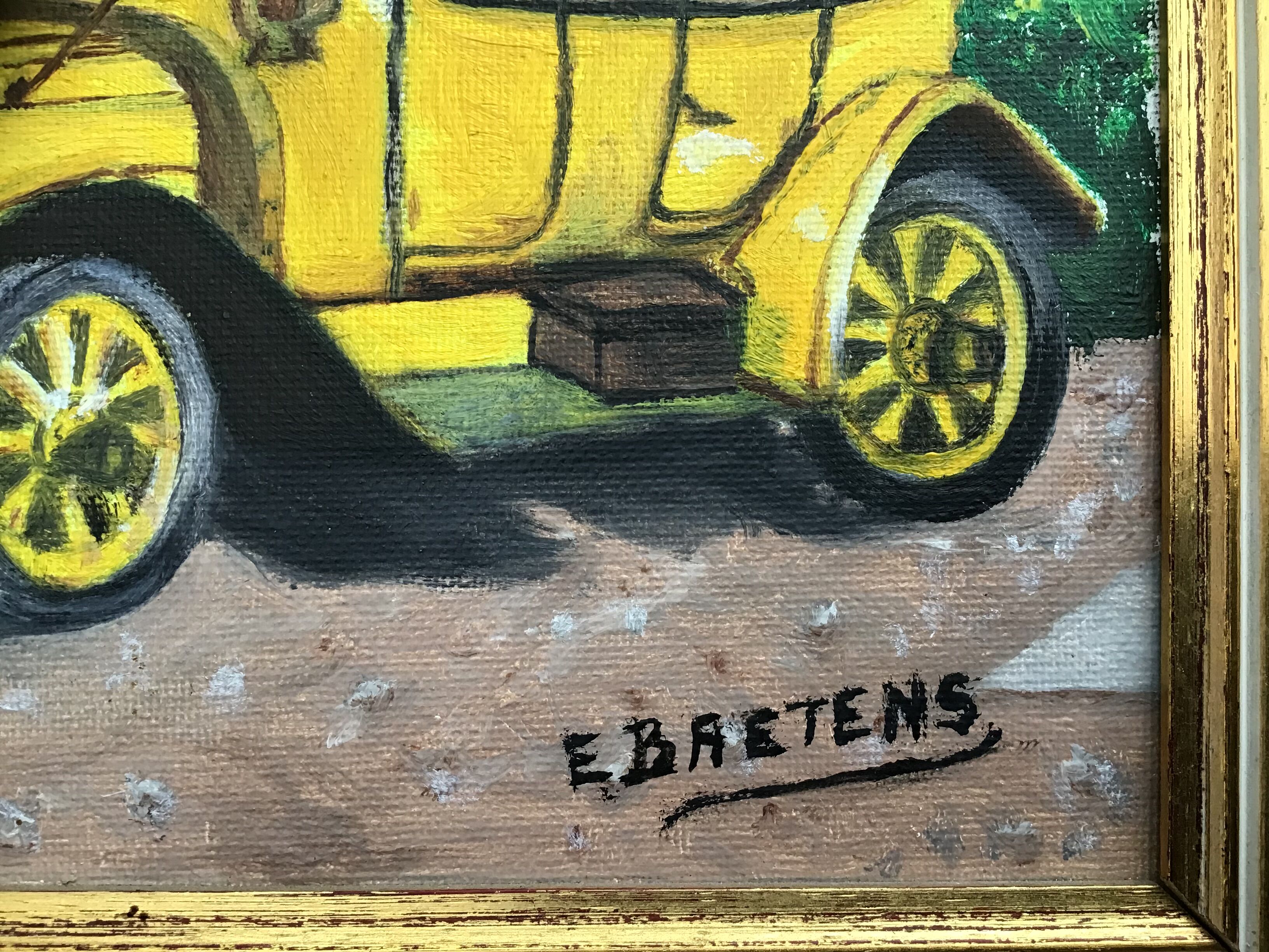 Pair vintage paintings representing 2 old tacots