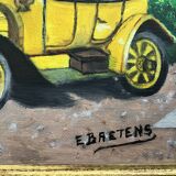 Paire de tableaux vintages représentants 2 vieux tacots