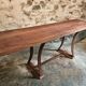 Vintage industrial table – Iron base and solid wood top (201 cm)