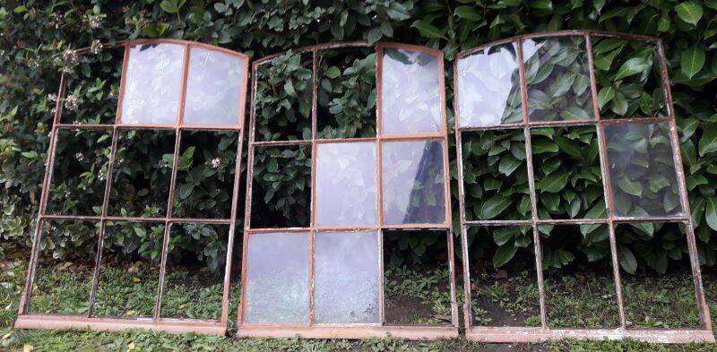 Industrial arched metal windows L73xH110 19th century glass roof