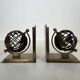 Pair of Brass Bookends with Openwork Globe Decorations. Work