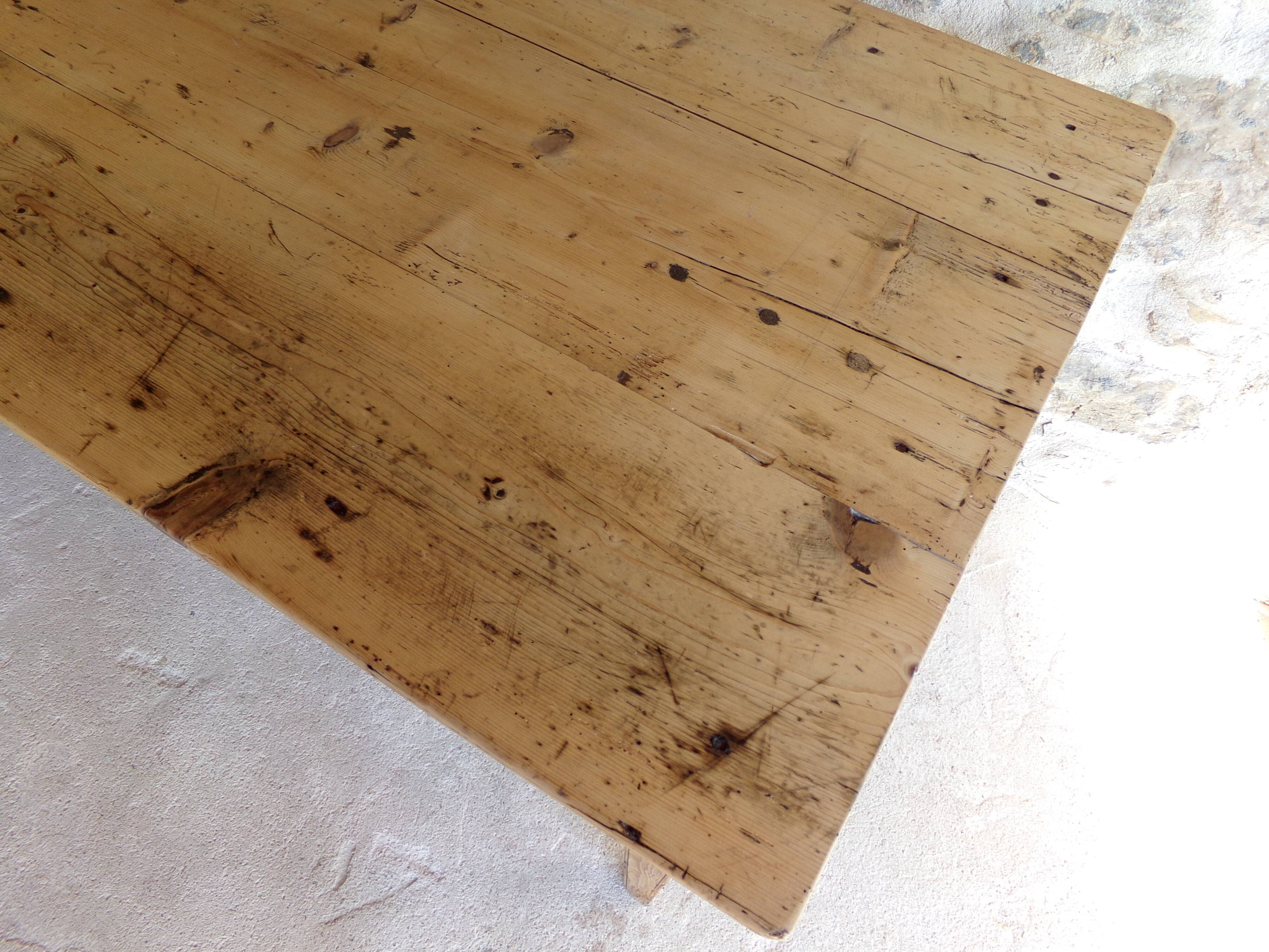 Farmhouse table in raw wood
