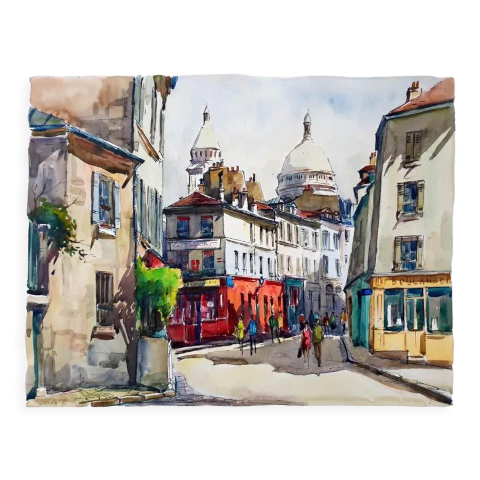 André Duculty (1912-1990) Watercolor on paper "Le Sacré Coeur, Le consulat, Paris" Signed