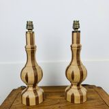 Pair of vintage turned wood lamps