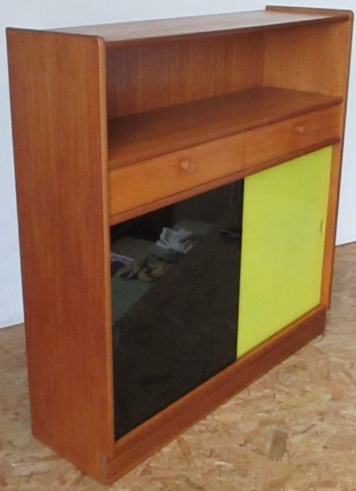 Small Yellow and Black glass furniture with sliding doors