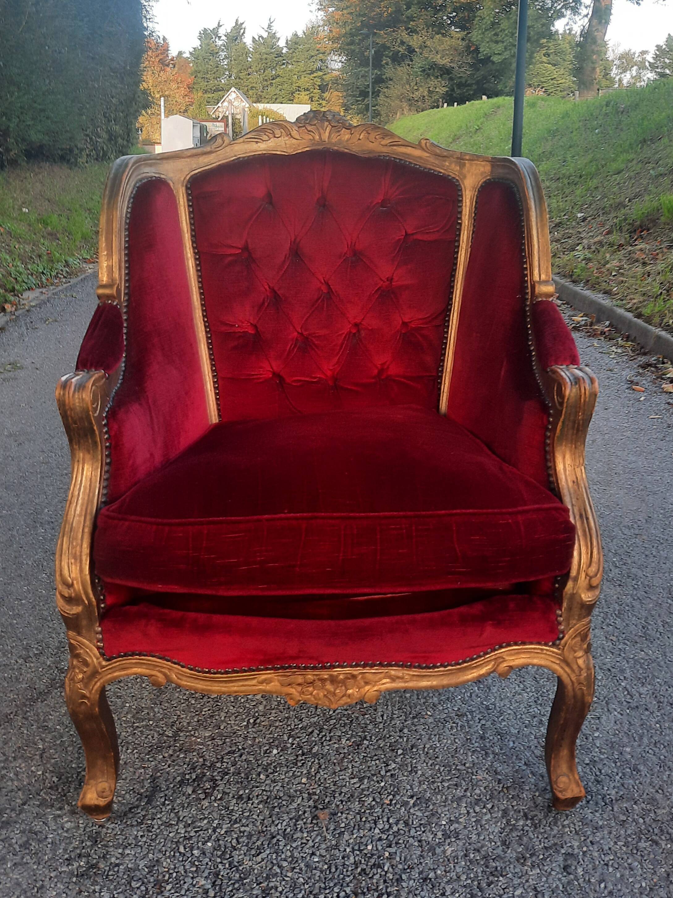 Large Louis XV style padded bergère