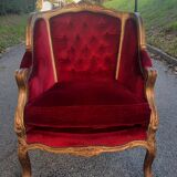 Large Louis XV style padded bergère