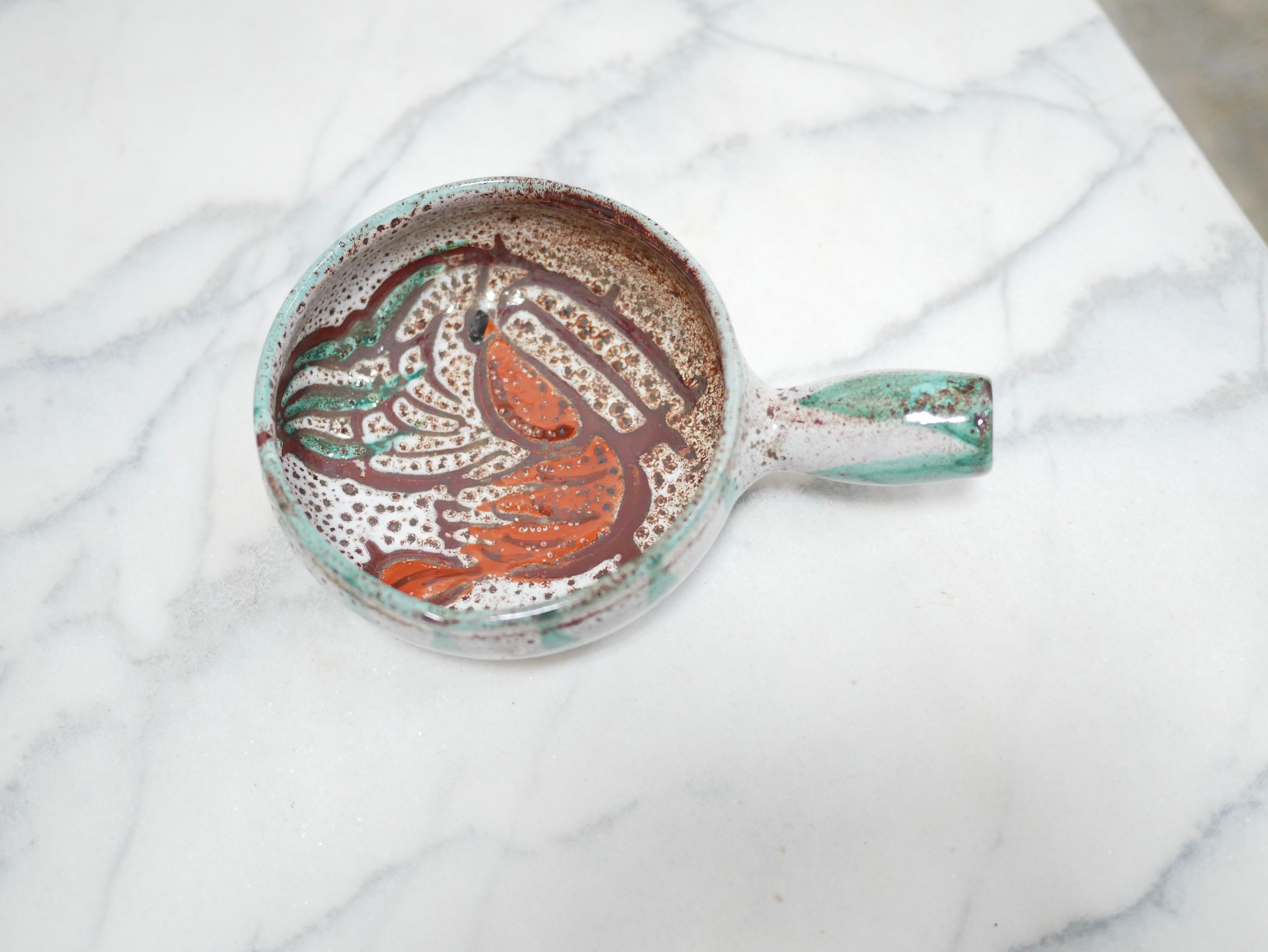 Caquelon vintage ceramic cup, Vallauris, France