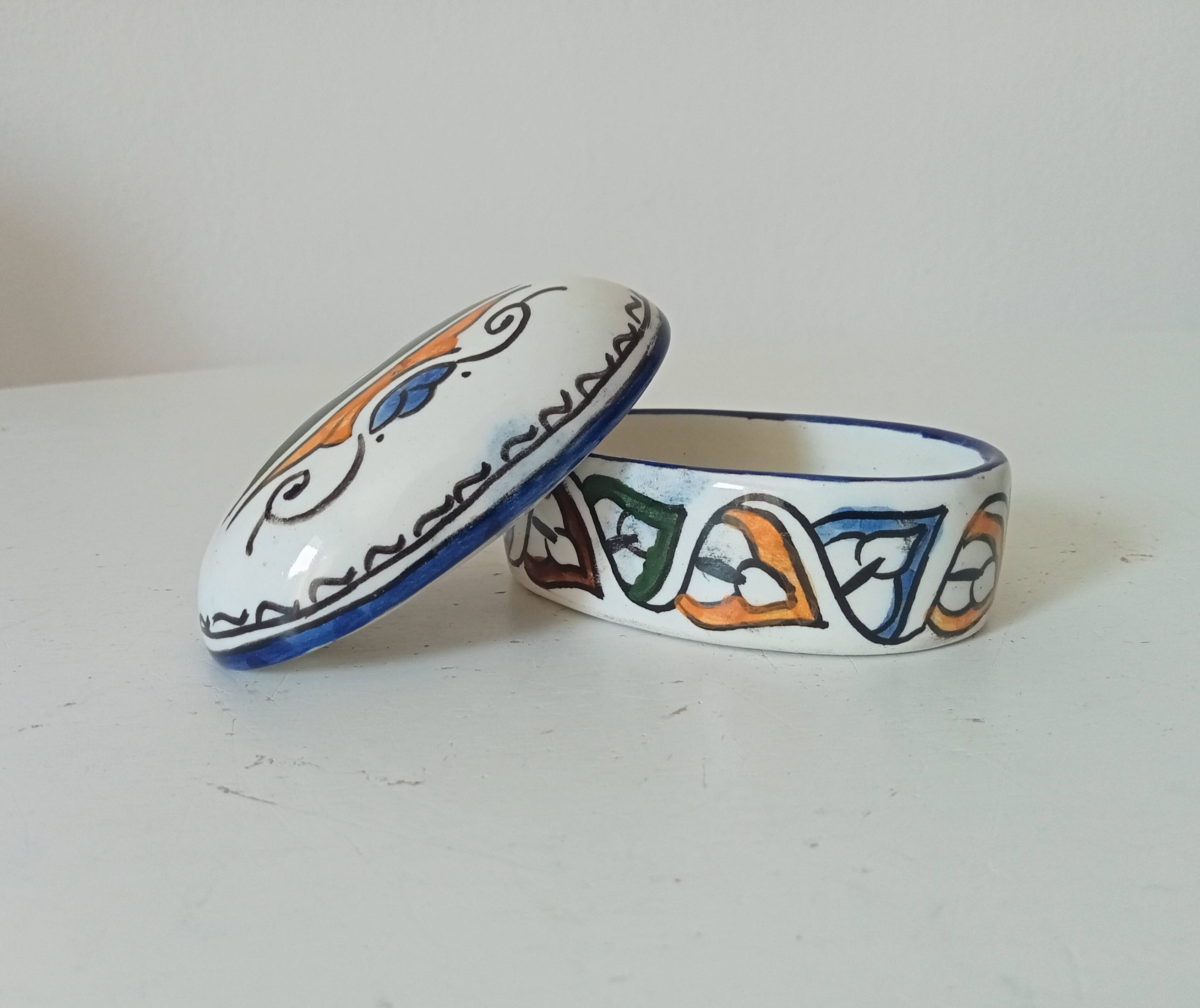 Vintage Moroccan porcelain candy box