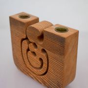 Scandinavian Modern Candle Holder in Wood by Gunnar Kanevad, Sweden, Organic Shape
