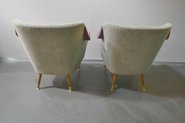 Paire de fauteuils club années 50-60