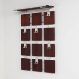 Rosewood wall coat rack with 14 hooks and a hat shelf, 1960s
