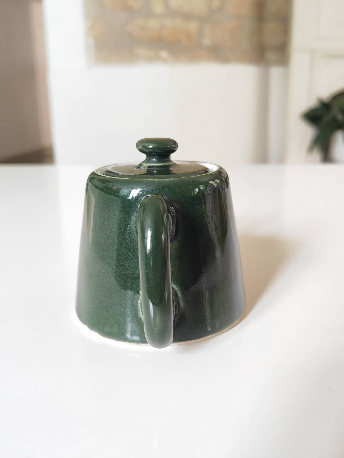 Théière de bistrot individuelle en porcelaine verte
