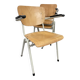 Set of 3 school armchairs light wood white steel 1980s Netherlands