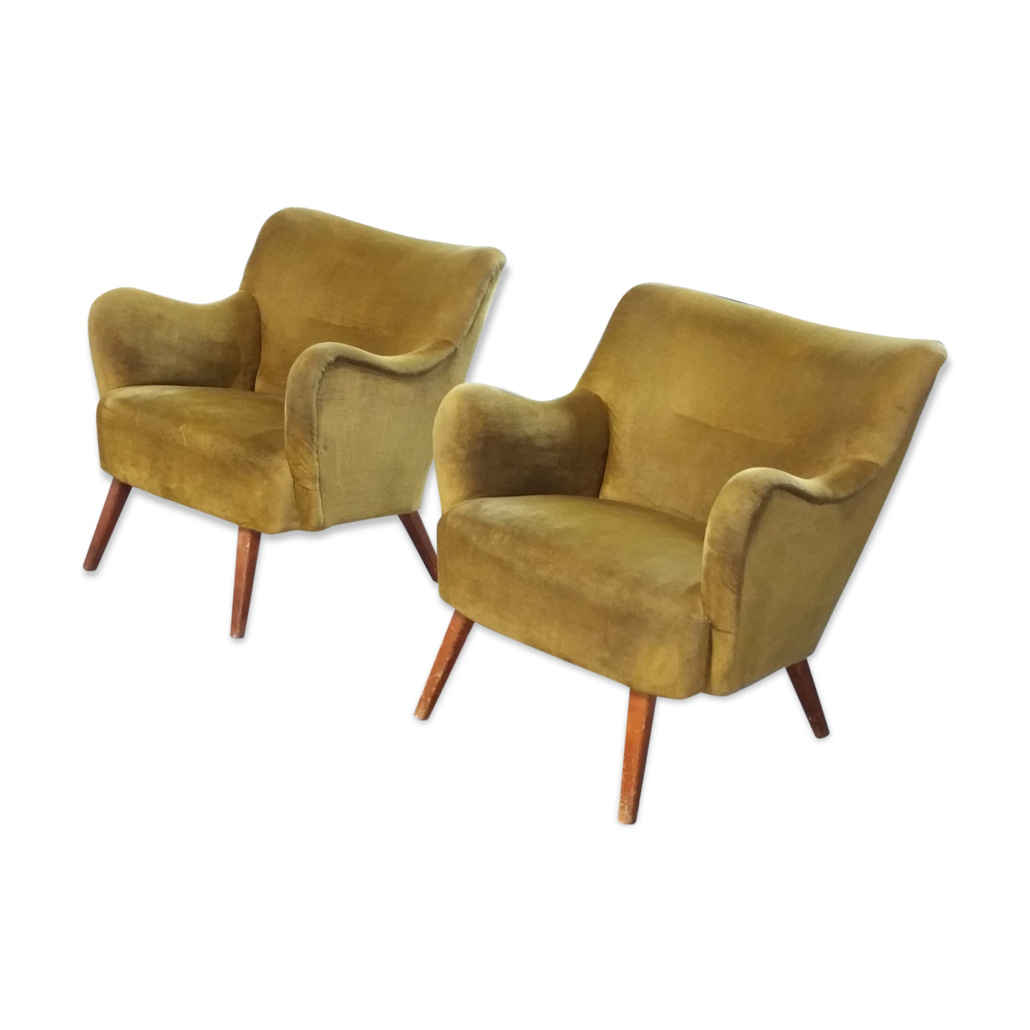 Pair of chairs 50s 60s Design original Italian gold
